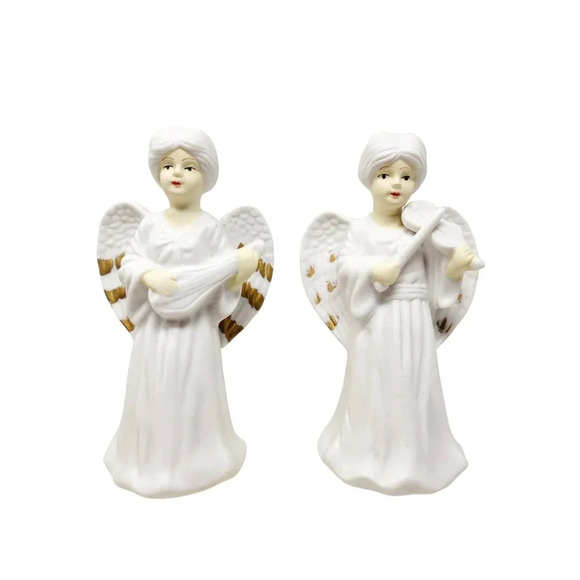 Vintage Sister Angel Ceramic Candle Holders Set Christmas - Picture 1 of 6